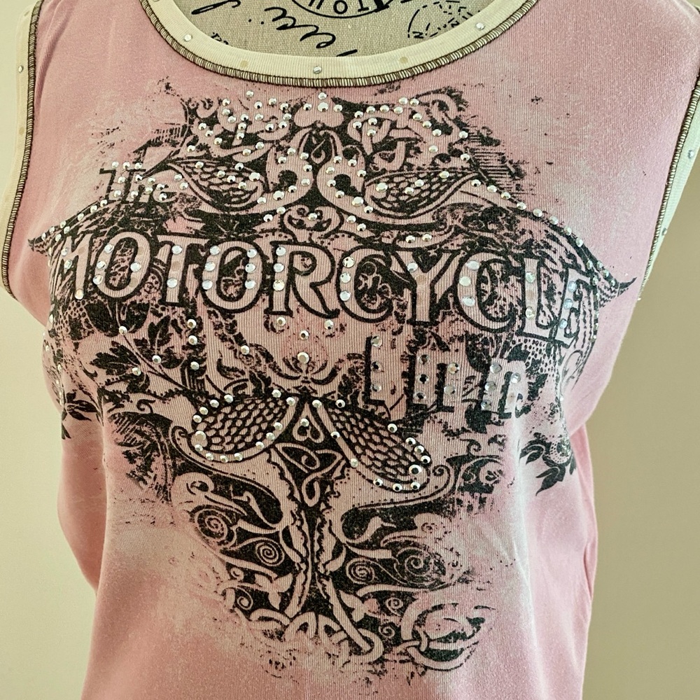 Vanilla Sugar Med Rhinestone Motorcycle Inn Shirt Pink